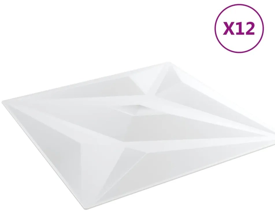 vidaXL Πάνελ Τοίχου 12 Τεμ. Σχέδιο Αστέρι Λευκά 50x50 εκ. 3 μ² από XPS