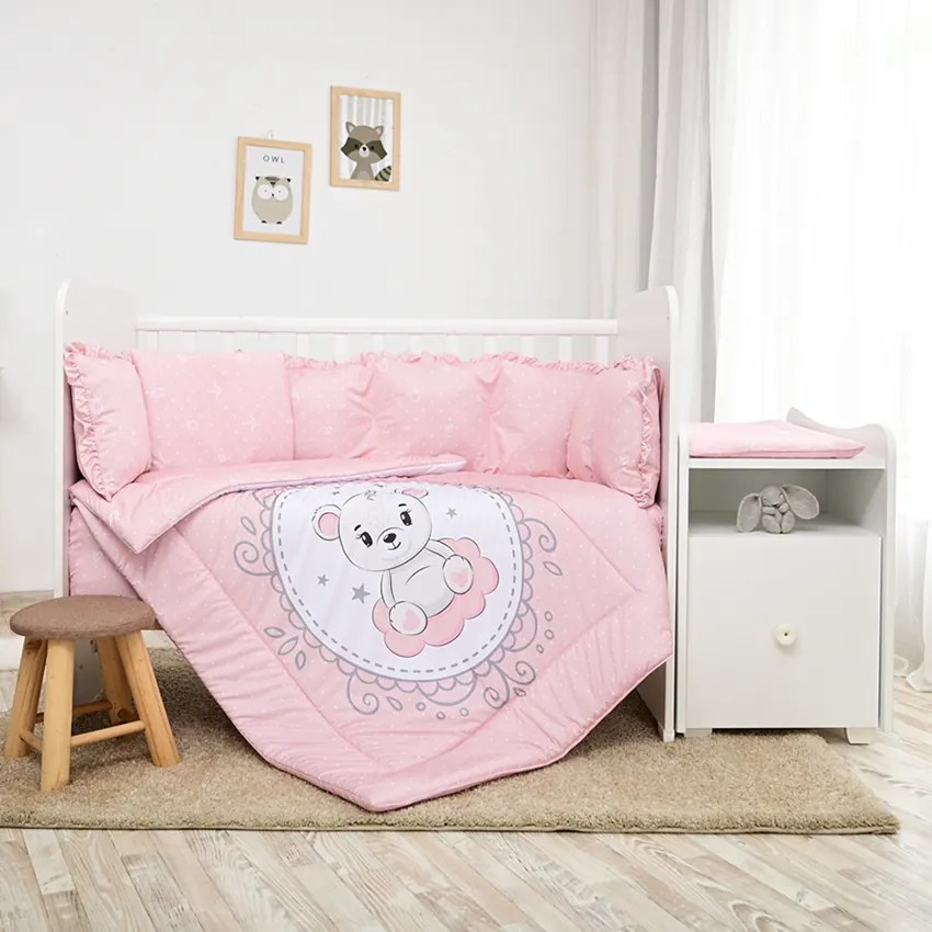 LORELLI ΣΕΤ ΠΡΟΙΚΑΣ ΜΩΡΟΥ ΚΟΥΝΙΑΣ 8 ΤΜΧ RANFORCE LITTLE BEAR PINK 20800055902