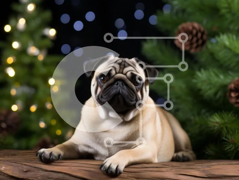 Intra Συλλεκτικό Ξύλινο Παζλ Plywood  4mm - Pug Dog σε εορταστικό περιβάλλον Σε Ξύλινο Κουτί - Διαστάσεις: 10x10 cm – 25 κομμάτια