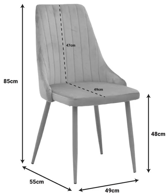 Καρέκλα Azori pakoworld μπεζ βελούδο με πόδι μετάλλου σε φυσική απόχρωση 49x55x85εκ
