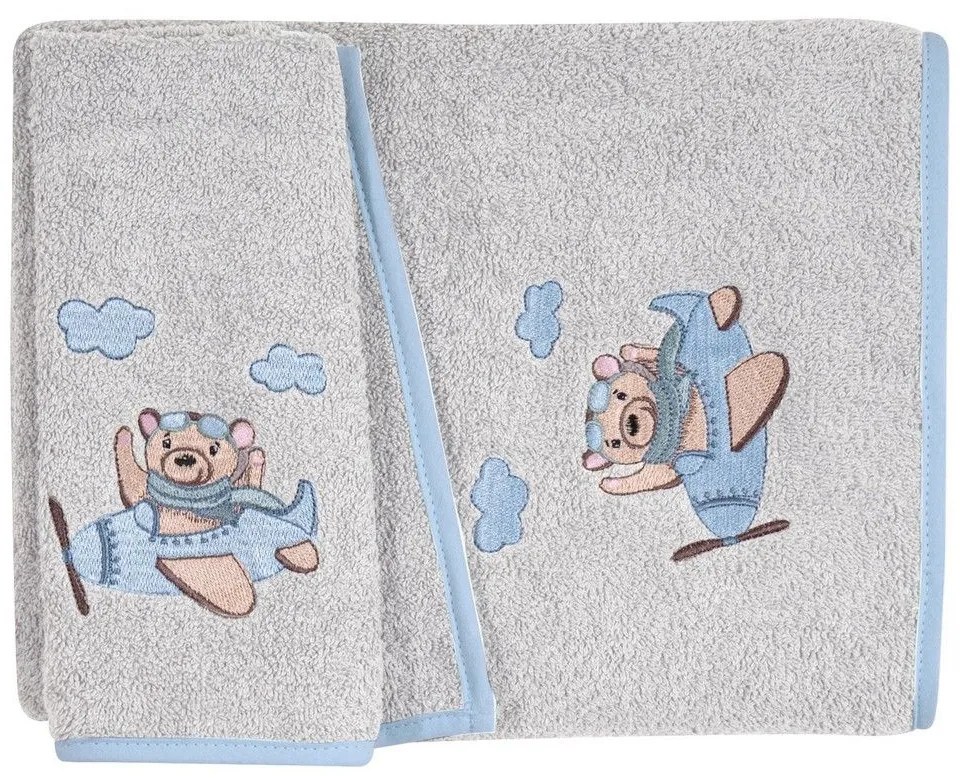 Πετσέτες Βρεφικές 8851 (Σετ 2τμχ) Grey-Blue Greenwich Polo Club Towels Set 70x130cm 100% Βαμβάκι