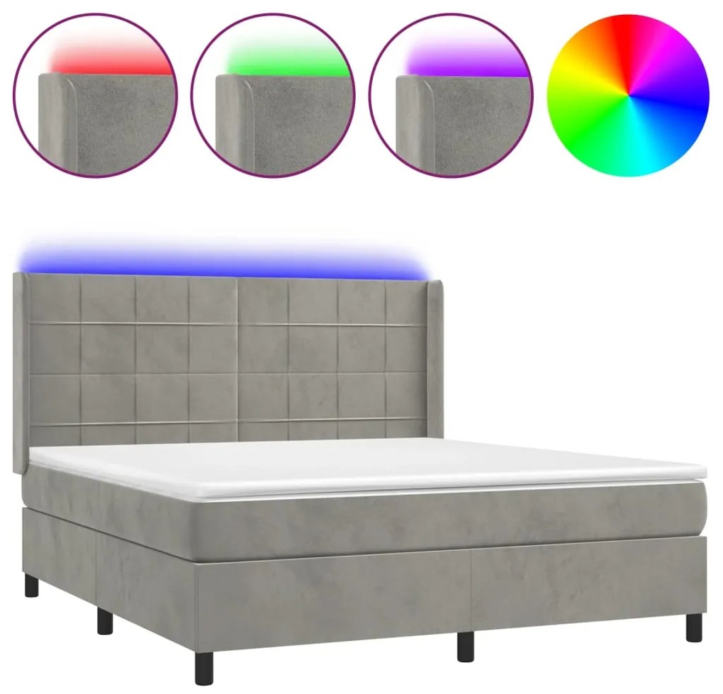 ΚΡΕΒΑΤΙ BOXSPRING ΜΕ ΣΤΡΩΜΑ &amp; LED ΑΝ.ΓΚΡΙ 180X200 ΕΚ. ΒΕΛΟΥΔΙΝΟ 3139577