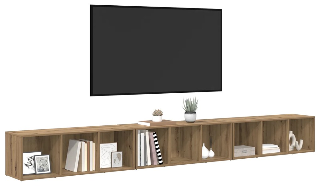 vidaXL Ντουλάπι TV 3 pcs artisan δρυς Μη κατεργασμένο ξύλο