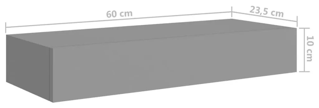 Ράφι Επιτοίχιο με Συρτάρι Γκρι 60 x 23,5 x 10 εκ. από MDF - Γκρι