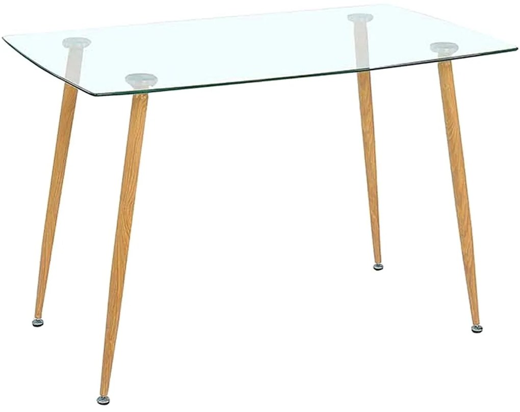 Τραπέζι Roby ΕΜ760 Μεταλλική Βαφή Φυσικό/Γυαλί 120x70cm Ξύλο,Γυαλί