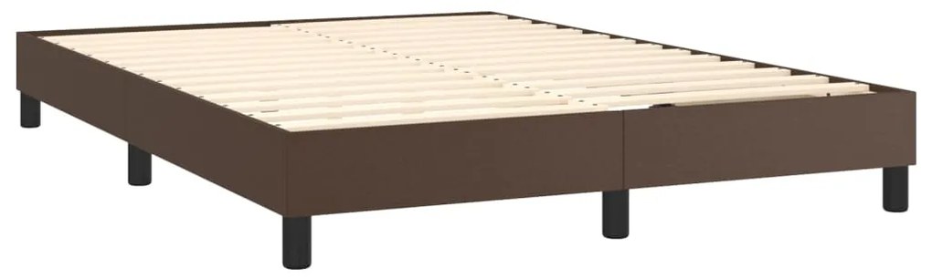vidaXL Σκελετός Κρεβατιού με Ελατήρια Καφέ 140x200 εκ. από Συνθετικό Δέρμα