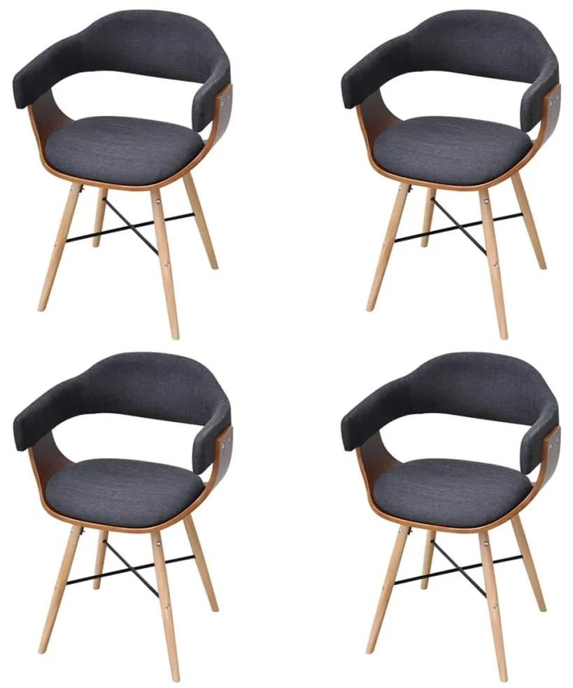 vidaXL Καρέκλες Τραπεζαρίας 4 τεμ. Σκούρο Γκρι Λυγισμένο Ξύλο / Ύφασμα