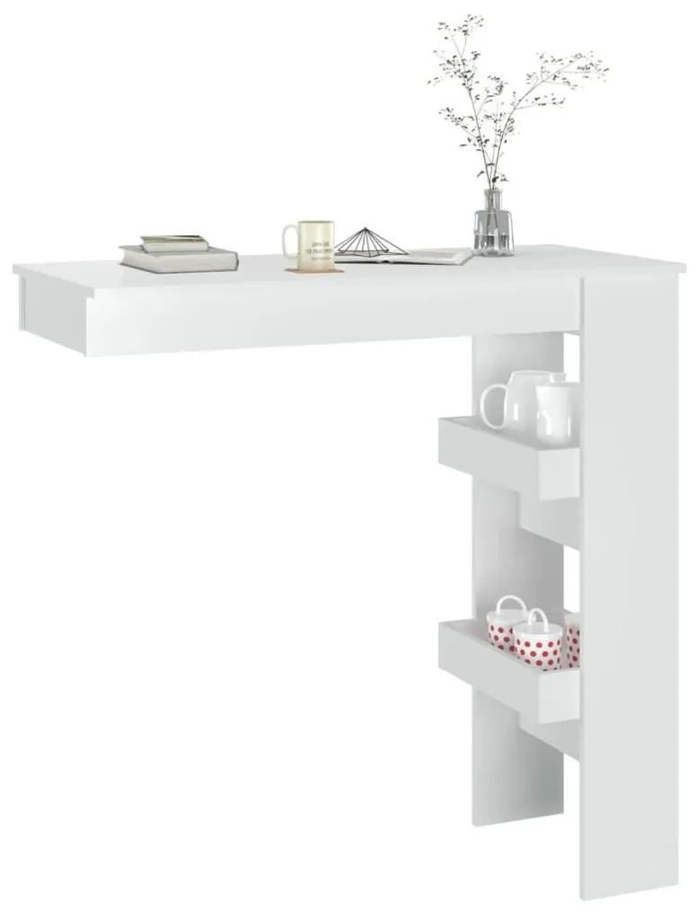 Τραπέζι Μπαρ Τοίχου Γυαλ. Λευκό 102x45x103,5 εκ. Επεξεργ. Ξύλο - Λευκό