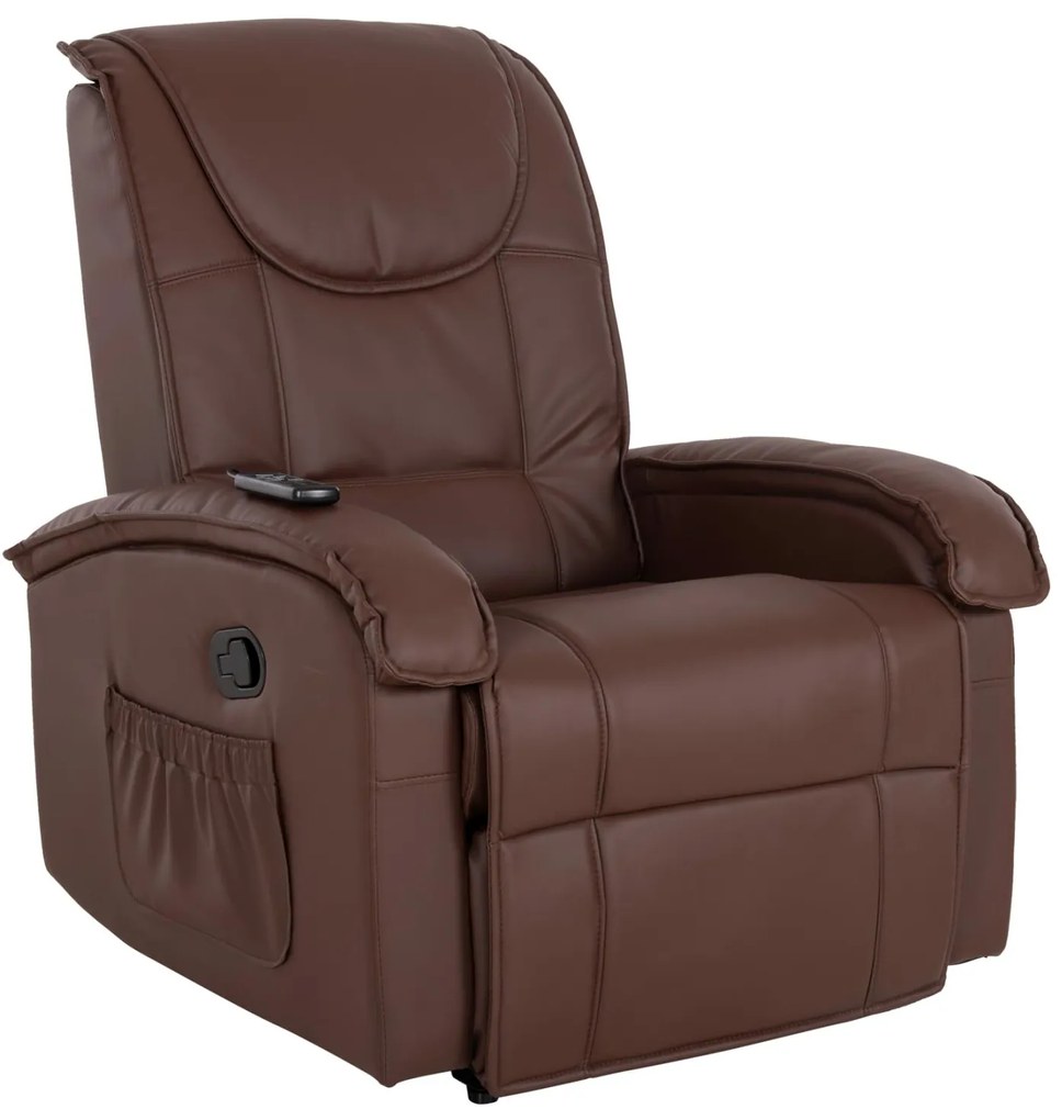 Πολυθρόνα RELAX ROCCA με Μηχανισμό MASSAGE και PU Καφέ σκούρο 80x96x97 εκ. 80x96x97 εκ.