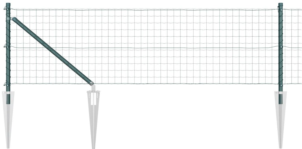 vidaXL Euro Fence με 13 Μεταλλικούς Στύλους 0.4x25 μ Γαλβανισμένος Σίδηρος Πράσινος