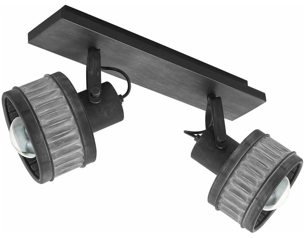 Φωτιστικό Οροφής - Σποτ 43445 Turrock 2/E27 Πατίνα Black-Grey Eglo Metal,Wood