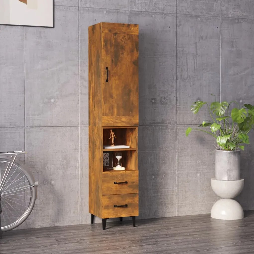 vidaXL Ντουλάπι Καπνιστή δρυς 35x34x180 εκ. από Επεξεργασμένο Ξύλο