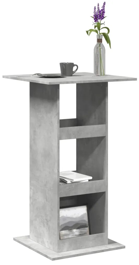 Τραπέζι Μπαρ με Ράφια Γκρι Σκυρ. 60x60x102 εκ. Επεξεργ. Ξύλο