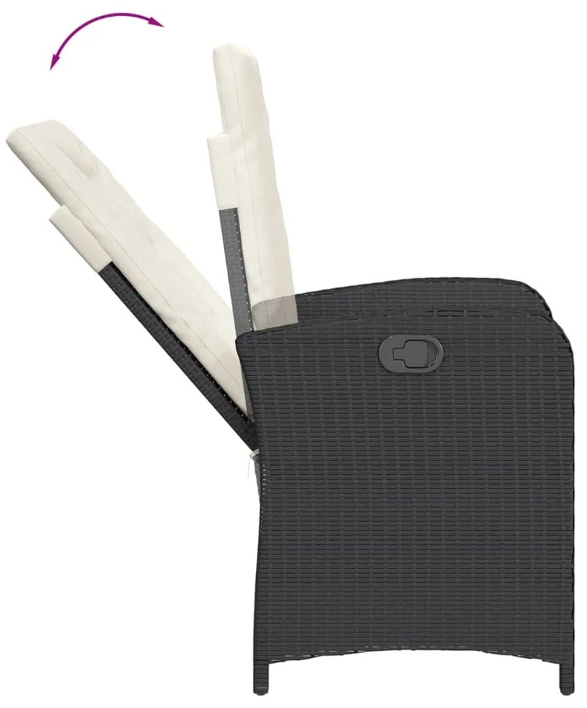 vidaXL Σετ Τραπεζαρίας Κήπου 9 τεμ Μαύρο από Συνθ. Ρατάν με Μαξιλάρια