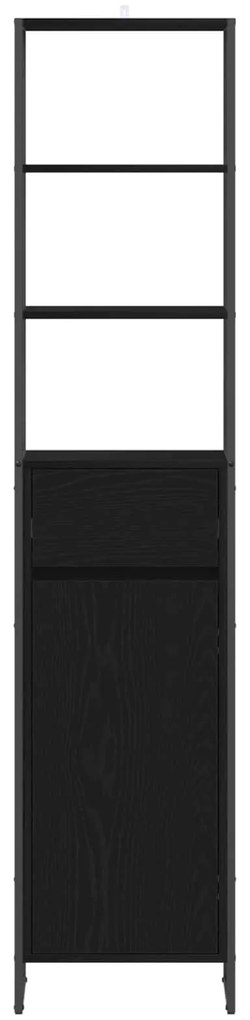 vidaXL Ντουλάπι Μπάνιου Μαύρη Οξυά 40 x 30 x 180 εκ Επεξεργασμένο ξύλο