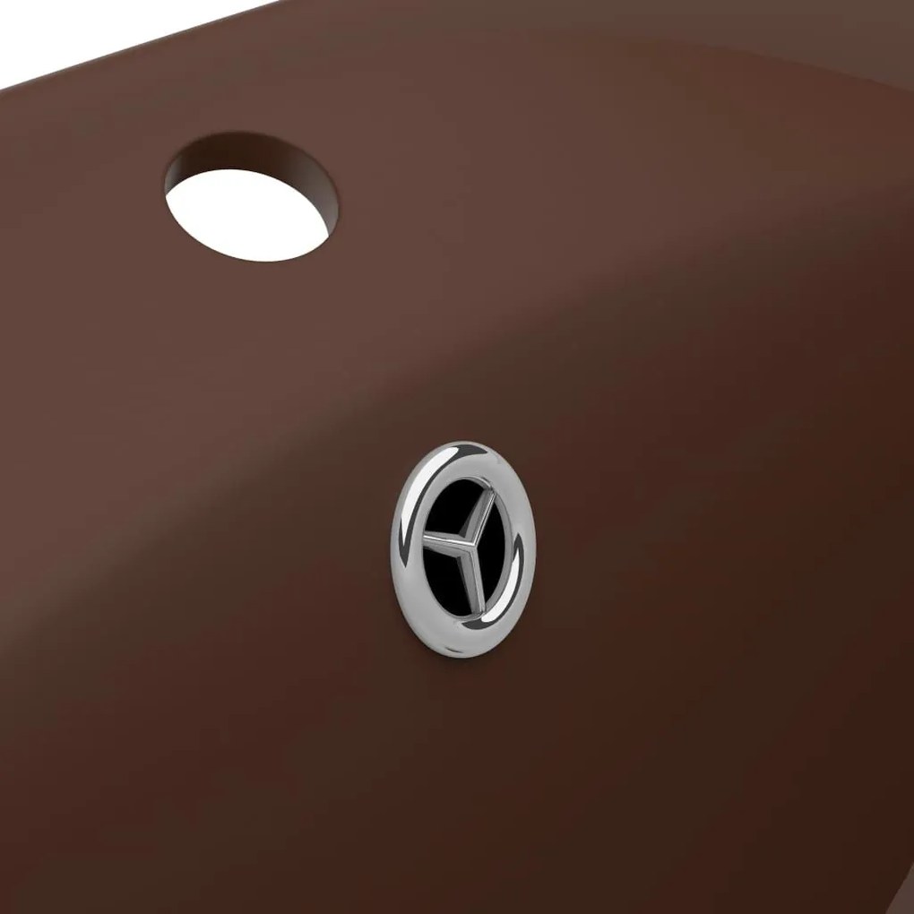 Νιπτήρας με Υπερχείλιση Οβάλ Σκ. Καφέ Ματ 58,5x39 εκ. Κεραμικός - Καφέ
