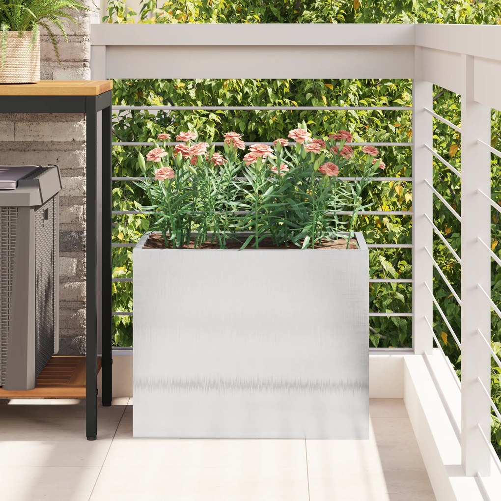 vidaXL Γλάστρα Κήπου Ασημί 50 x 32 x 40 εκ. Ανοξείδωτο ατσάλι