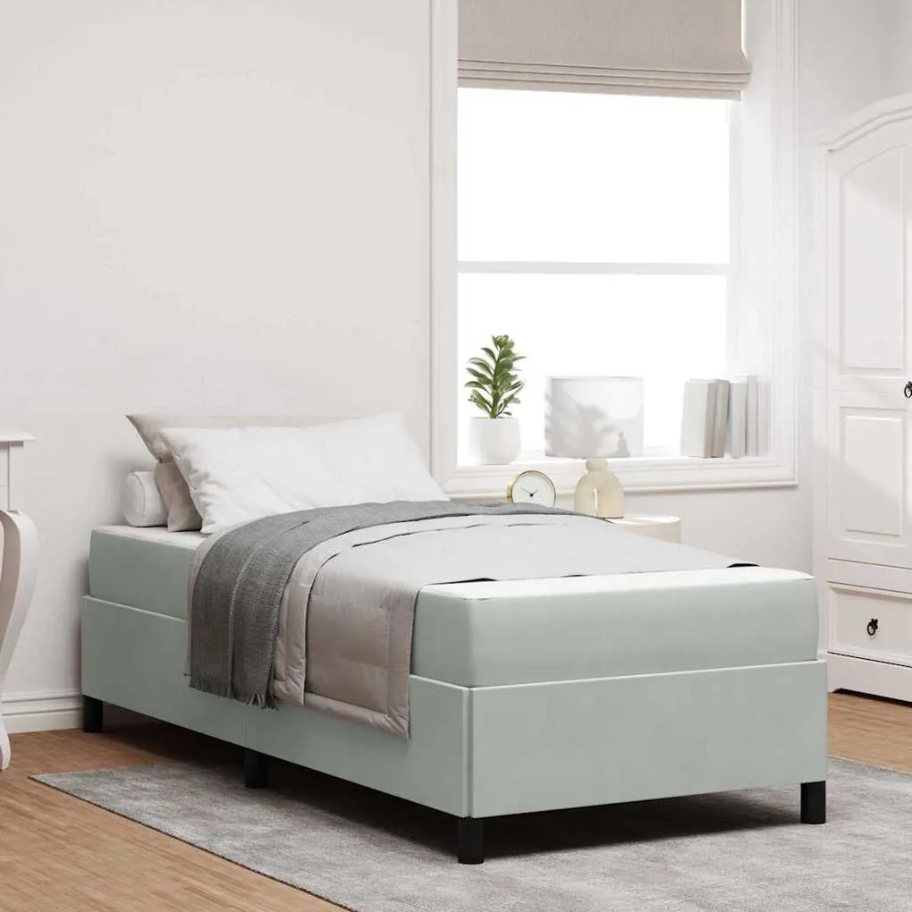 vidaXL Σκελετός Κρεβατιού με στρώμα Ανοιχτό γκρι 90 x 200 cm ύφασμα