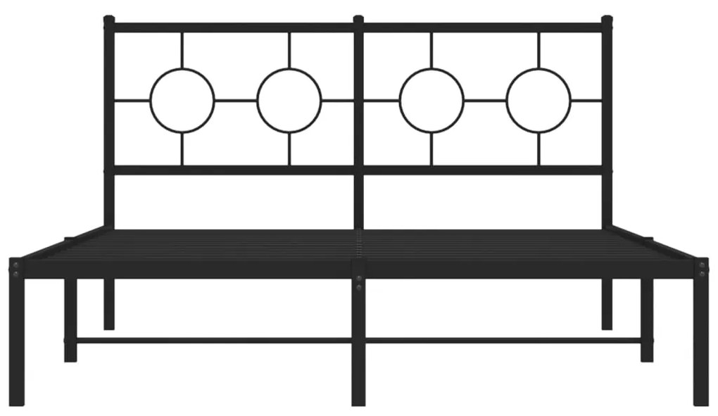 vidaXL Μεταλλικό Πλαίσιο Κρεβατιού με Κεφαλάρι Μαύρο 135 x 190 εκ.