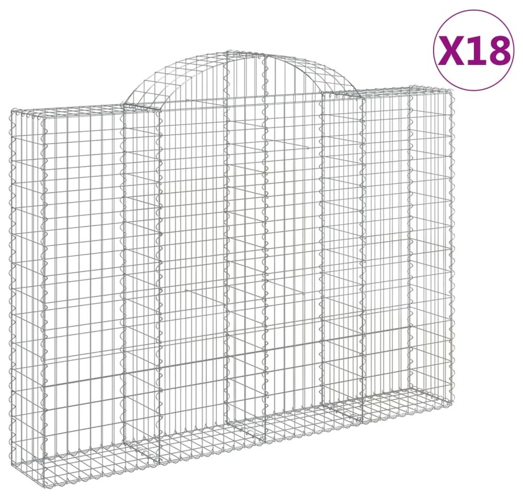 vidaXL Συρματοκιβώτια Τοξωτά 18 τεμ. 200x30x140/160 εκ. Γαλβαν. Ατσάλι