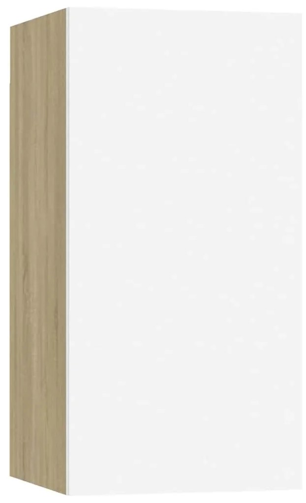 vidaXL Έπιπλα Τηλεόρασης 2 τεμ. Λευκά &amp; Δρυς 30,5x30x60εκ. Επεξ. Ξύλο