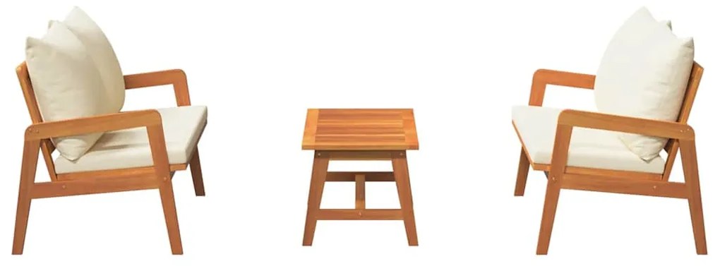 vidaXL Σετ μπιστρό με μαξιλάρι 3 pcs Καφέ Στερεό Ξύλο Ακακίας