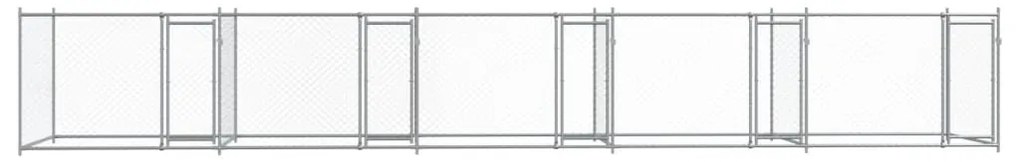 vidaXL Κλουβί Σκύλου με Πόρτες Γκρι 10x2x1,5 μ. Γαλβανισμένος Χάλυβας
