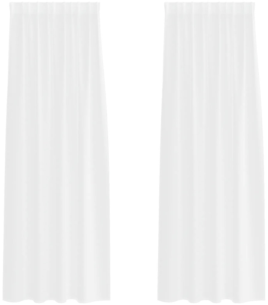 vidaXL Κουρτίνες με κουρτίνες 2 pcs Λευκό 140 x 225 cm Πολυεστέρας
