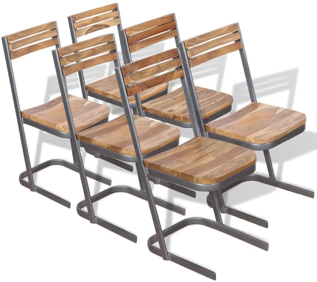vidaXL Καρέκλες Τραπεζαρίας 6 τεμ. από Μασίφ Ξύλο Teak