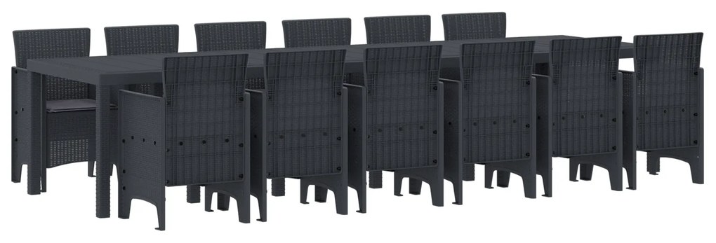 vidaXL Σετ Τραπεζαρίας Κήπου 13 pcs Ανθρακί Μεγάλο Πολυ ράταν & Ατσάλι