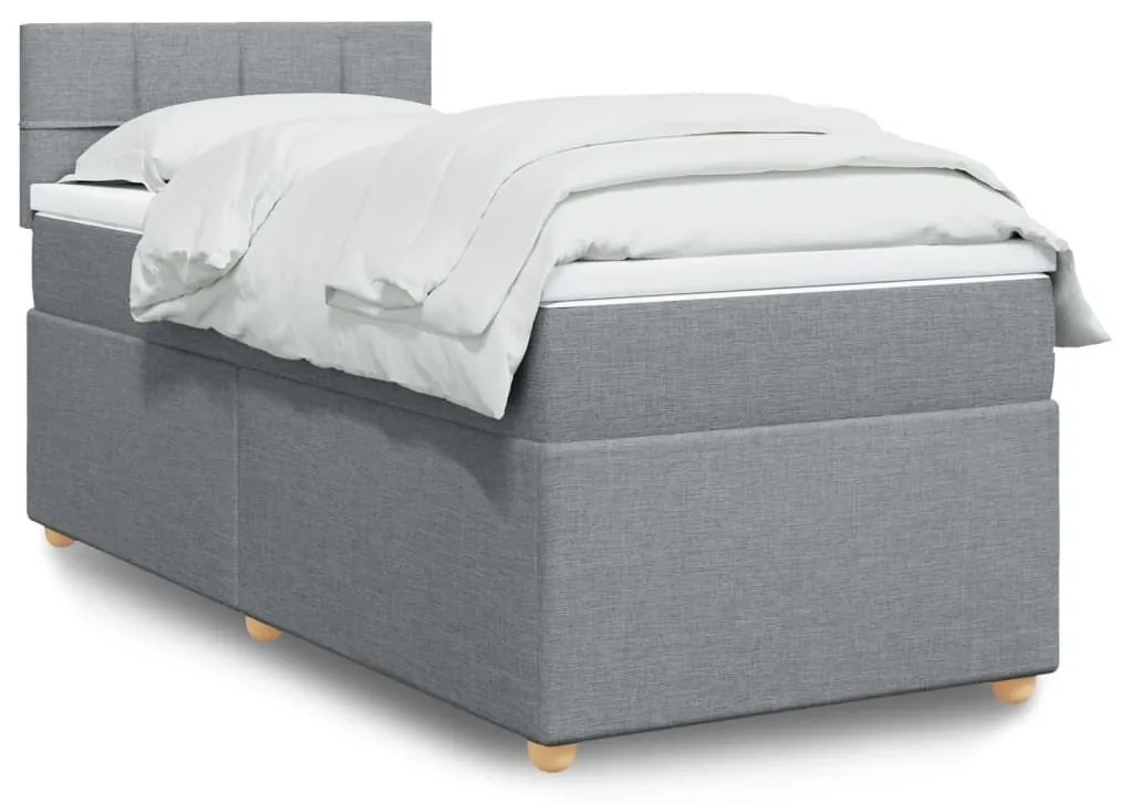 ΚΡΕΒΑΤΙ BOXSPRING ΜΕ ΣΤΡΩΜΑ ΑΝΟΙΧΤΟ ΓΚΡΙ 100X200 ΕΚ. ΥΦΑΣΜΑΤΙΝΟ 3288891