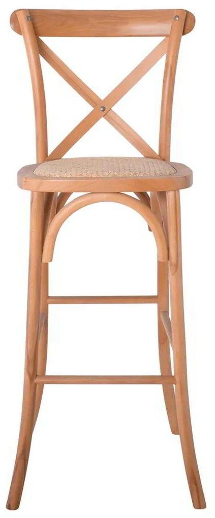 Σκαμπώ Bar DESTINY Φυσικό/Κάθισμα Rattan 45x48x110cm