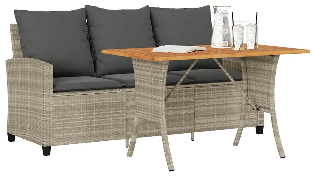 Καναπές Κήπου Τριθέσιος Αν.Γκρι Συνθ. Ρατάν Τραπέζι/Μαξιλάρια