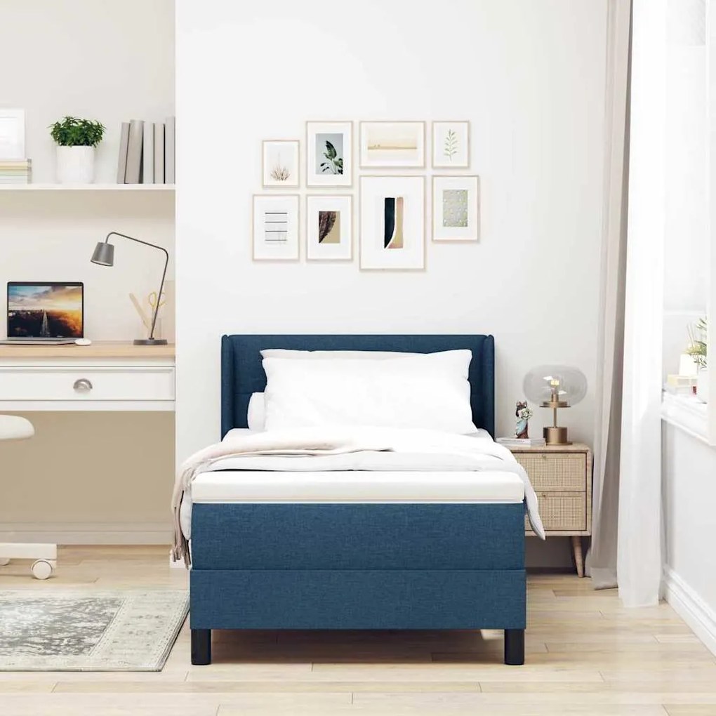 vidaXL Κρεβάτι box spring με στρώμα με στρώμα Μπλε 80 x 200 cm