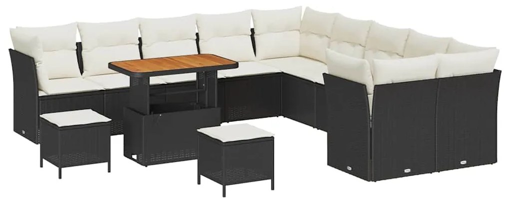 vidaXL Σετ Καναπέ Κήπου 13 pcs Μαύρο συνθετικό ρατάν