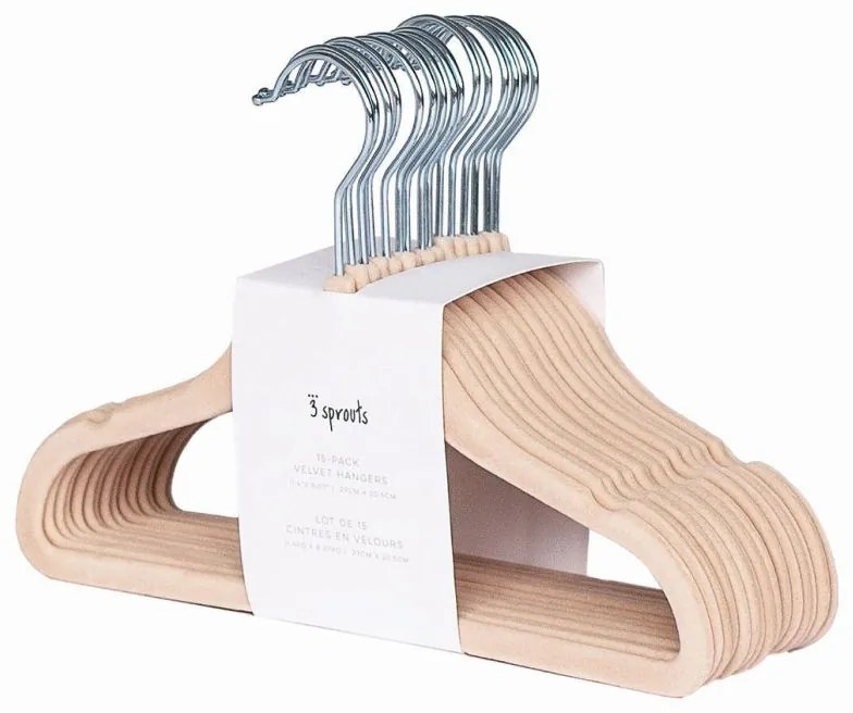 3Sprouts κρεμάστρες Αντιολισθητικές Hazelnut (σετ 15τμχ)