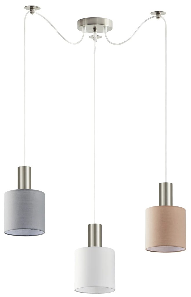 Φωτιστικό Οροφής  SE21-NM-4-BL3-SH12 ADEPT FLEX Nickel Matt Pendant White, Grey, Brown Fabric Shade+ - 51W - 100W - 77-8934