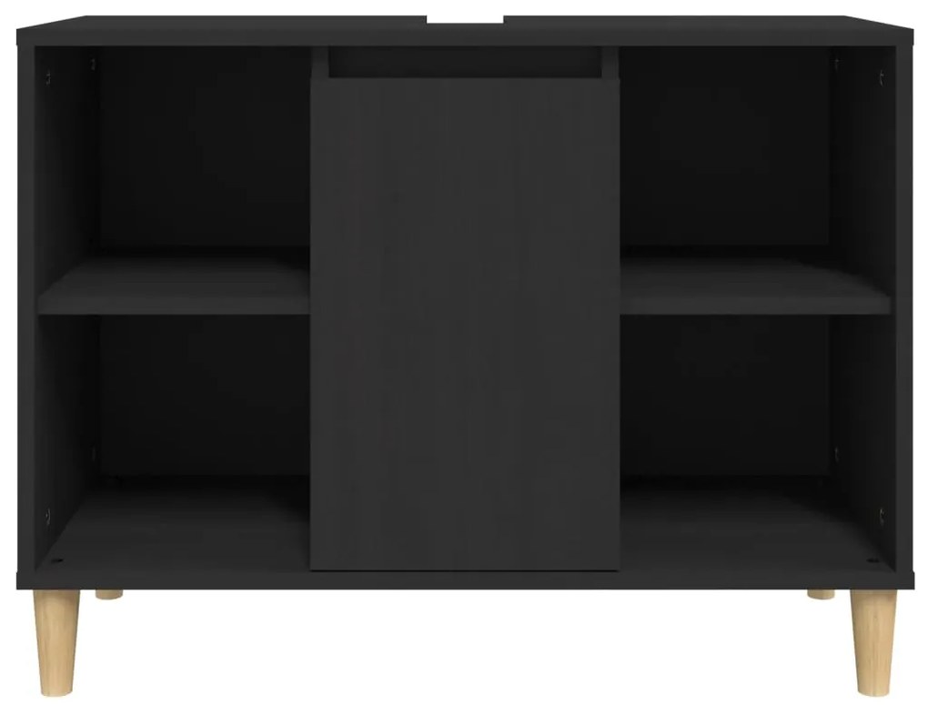 vidaXL Ντουλάπι Νιπτήρα Μαύρο 80 x 33 x 60 εκ. Επεξεργασμένο Ξύλο