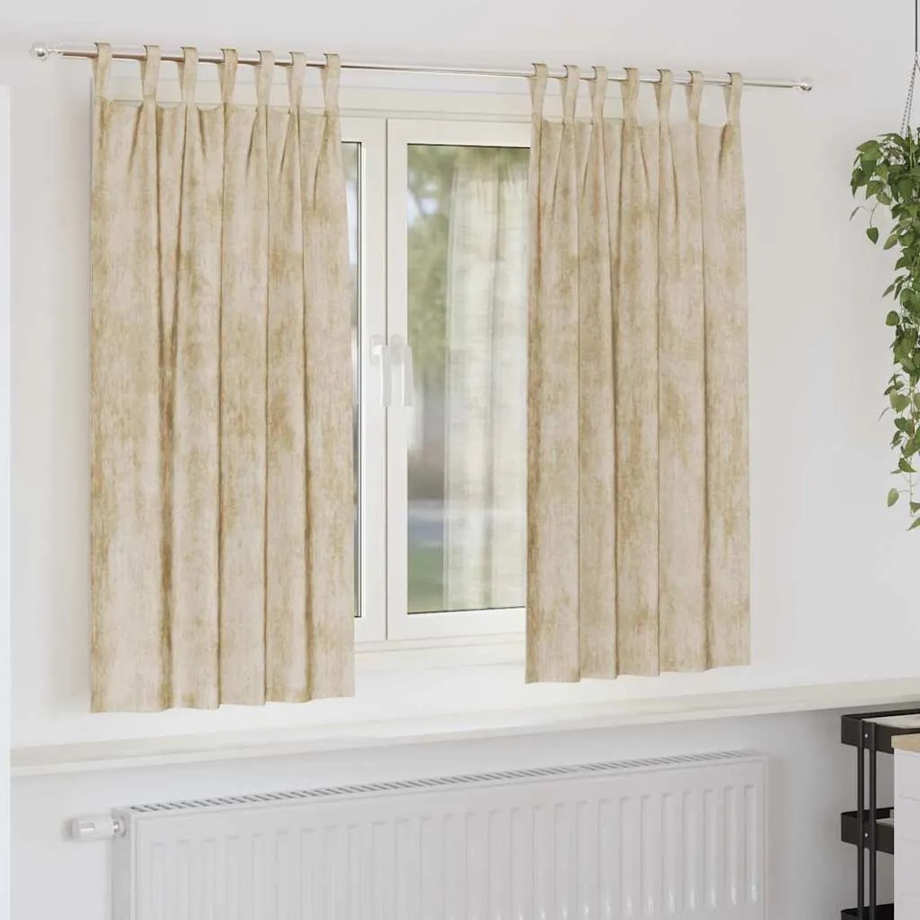 vidaXL Κουρτίνα με κουρτίνες 2 pcs Κρεμ 175 x 140 εκ. Βελούδο