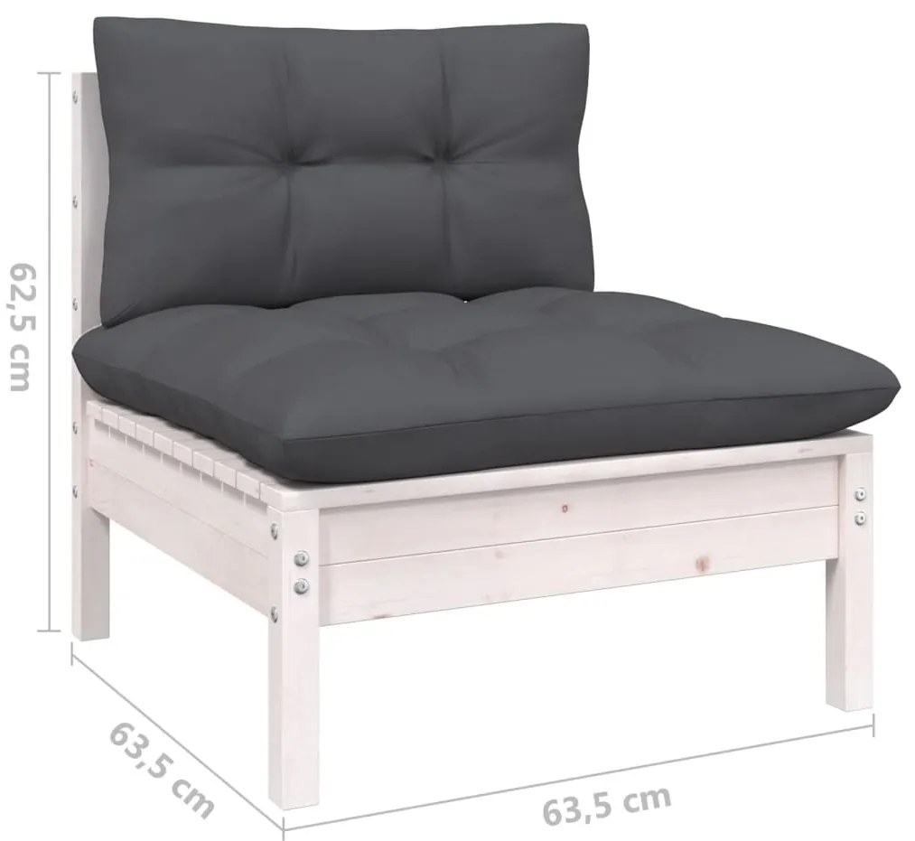vidaXL Σαλόνι Κήπου Σετ 11 Τεμαχίων Λευκό από Ξύλο Πεύκου με Μαξιλάρια
