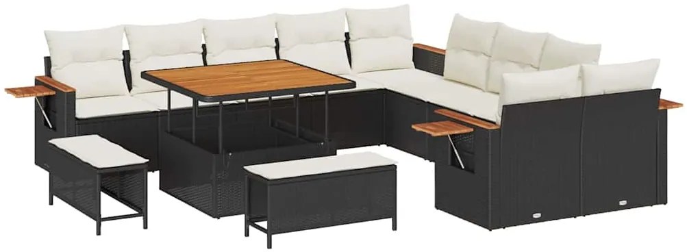 vidaXL Σετ Καναπέ Κήπου 13 pcs Μαύρο και κρεμ 100 x 100 x 71 cm