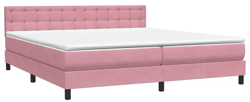 vidaXL Box Spring κρεβάτι με στρώμα ροζ 200x220 cm Βελούδινο