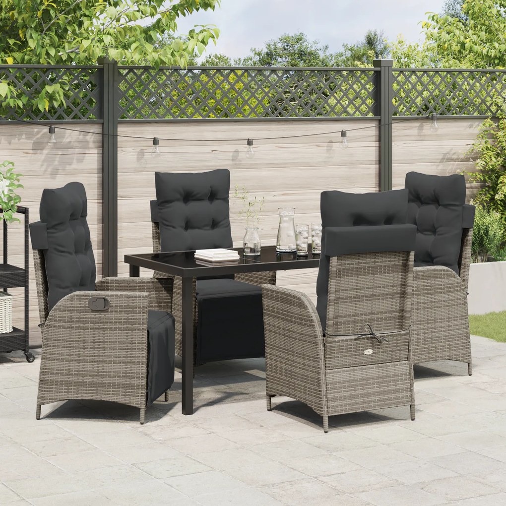 vidaXL Σετ Κήπου 5 Τεμαχίων Γκρι Πολυ Rattan