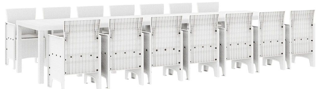 vidaXL Σετ Τραπεζαρίας Κήπου 15 pcs Λευκό Μεγάλο Ρατάν