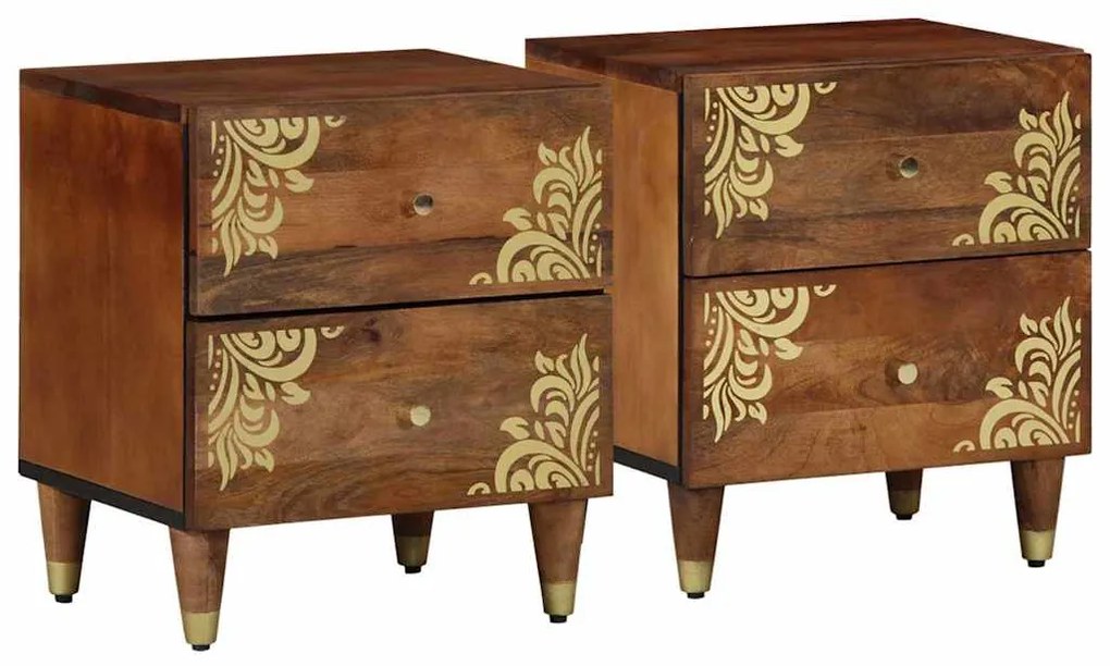 Κομοδίνο 2 pcs Μέλι Καφέ 40 x 33 x 46 εκ. Στερεό ξύλο μάνγκο