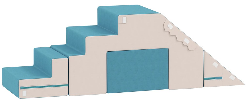 AIYAPLAY Σετ 2 μαλακών τουβλων για νήπια, τεχνητό δέρμα, αφρός, για αναρρίχηση, χτίσιμο, παιχνίδι, μπεζ+μπλε