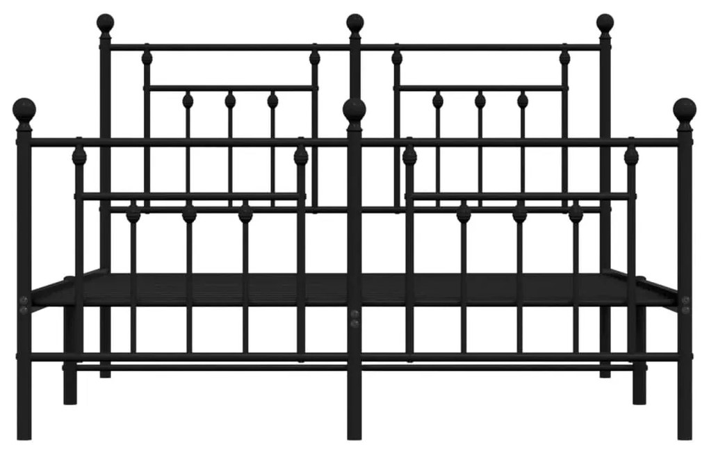 Πλαίσιο Κρεβατιού με Κεφαλάρι&amp;Ποδαρικό Μαύρο 150x200εκ. Μέταλλο - Μαύρο