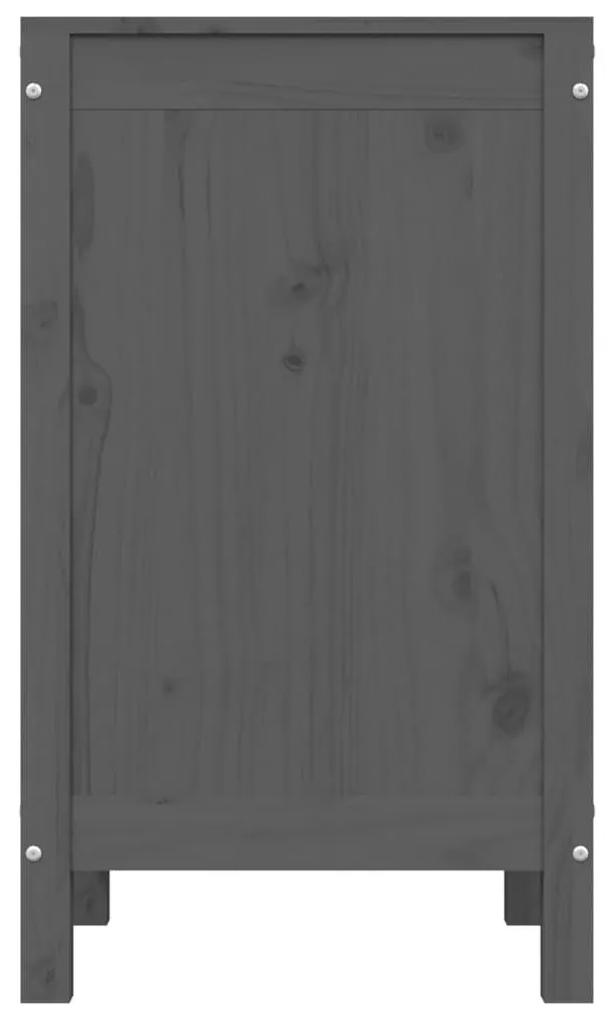 Καλάθι Απλύτων Γκρι 44 x 44 x 76 εκ. από Μασίφ Ξύλο Πεύκου - Γκρι