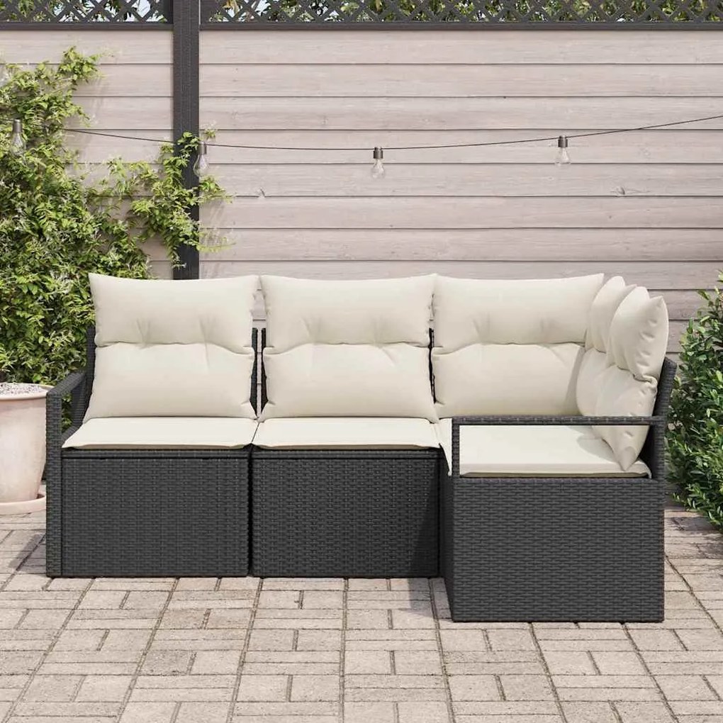 vidaXL Σετ Καναπέ Κήπου 4 pcs Μαύρο Πολυ ράταν