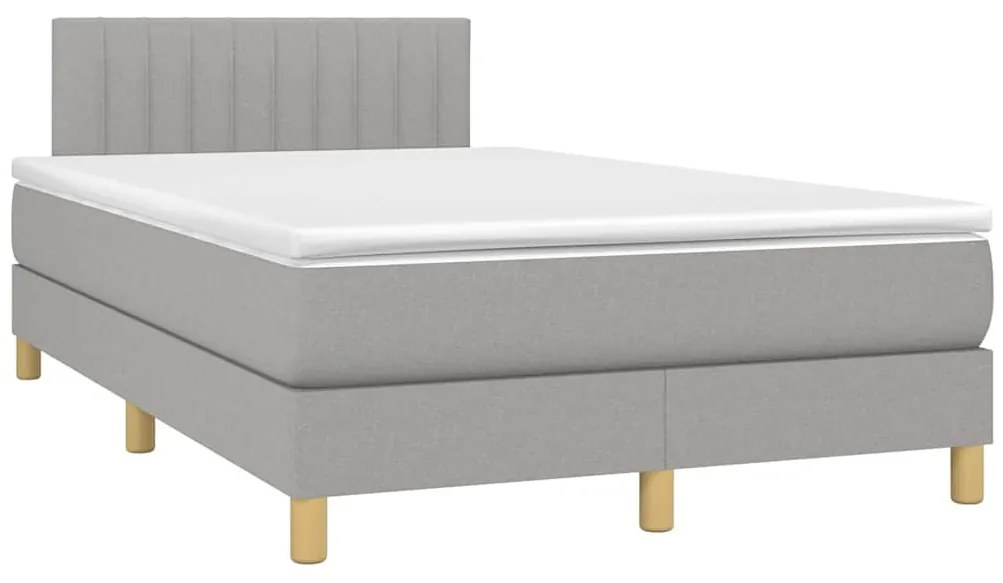 vidaXL Κρεβάτι Boxspring με Στρώμα & LED Αν.Γκρι 120x190εκ. Υφασμάτινο